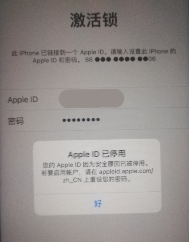 七里河苹果手机维修分享iPhone 12 出现提示“Apple ID 已停用”怎么办 